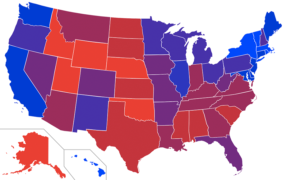 Choropleth - Red and blue states